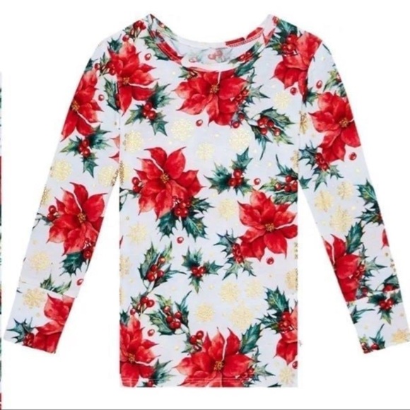 POSH PEANUT PP EMILIA CHRISTMAS XMAS HOLIDAY PAJAMA PJ POINSETTIA TODDLER NEW 4T - Picture 3 of 5